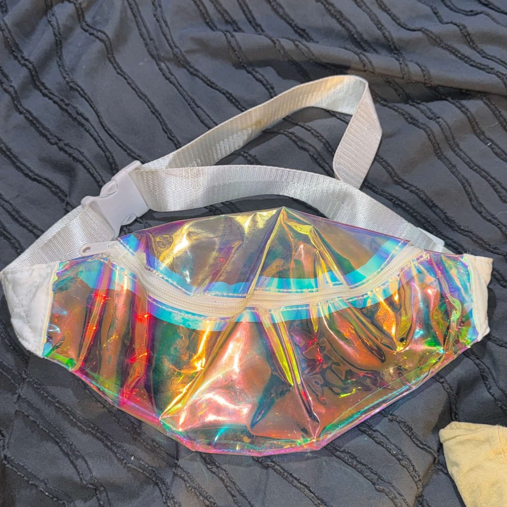 Iridescent Fanny Pack with White Strap
